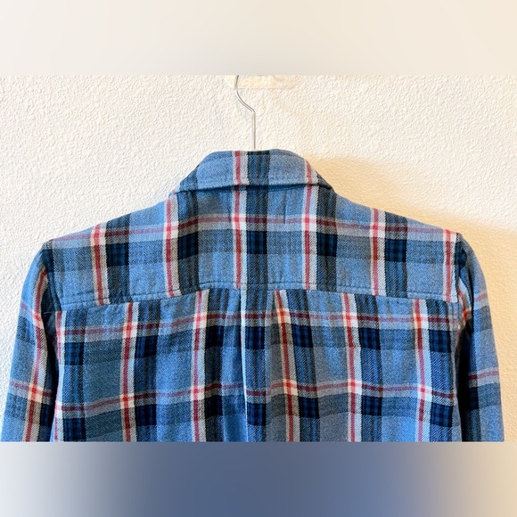 MADEWELL, Long-Sleeve Straight-Hem Button-Up, Blue Plaid, Flannel, Women's MED - Picture 10 of 10